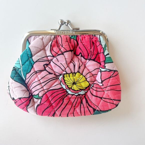 Vera Bradley Turnlock Wallet and Coin Purse Pink and Green Vintage Floral Print - Picture 7 of 9